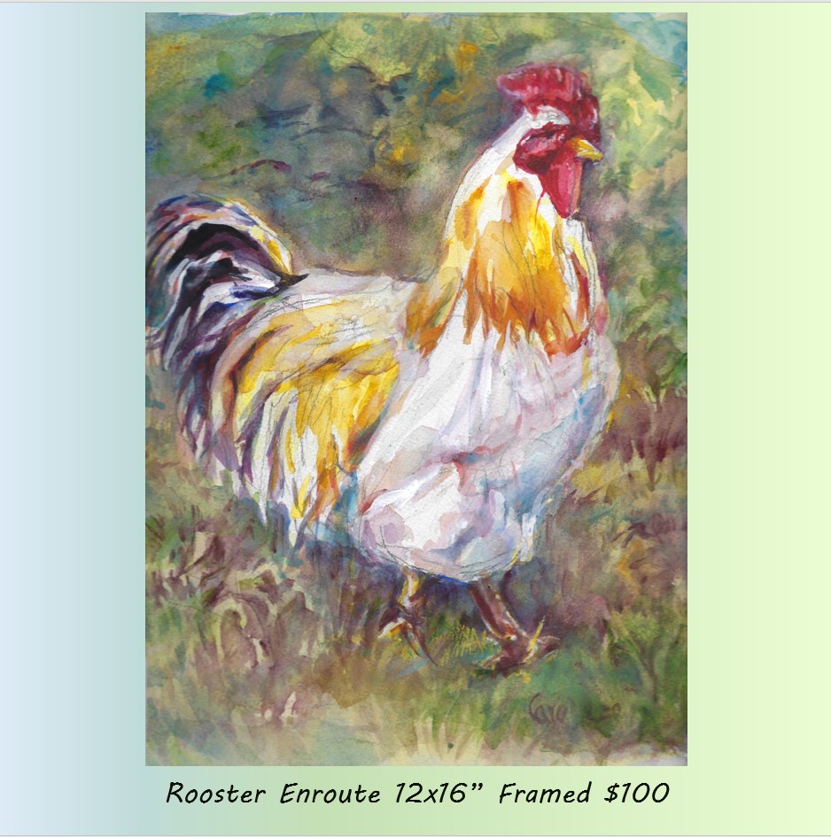Strutting yellow rooster